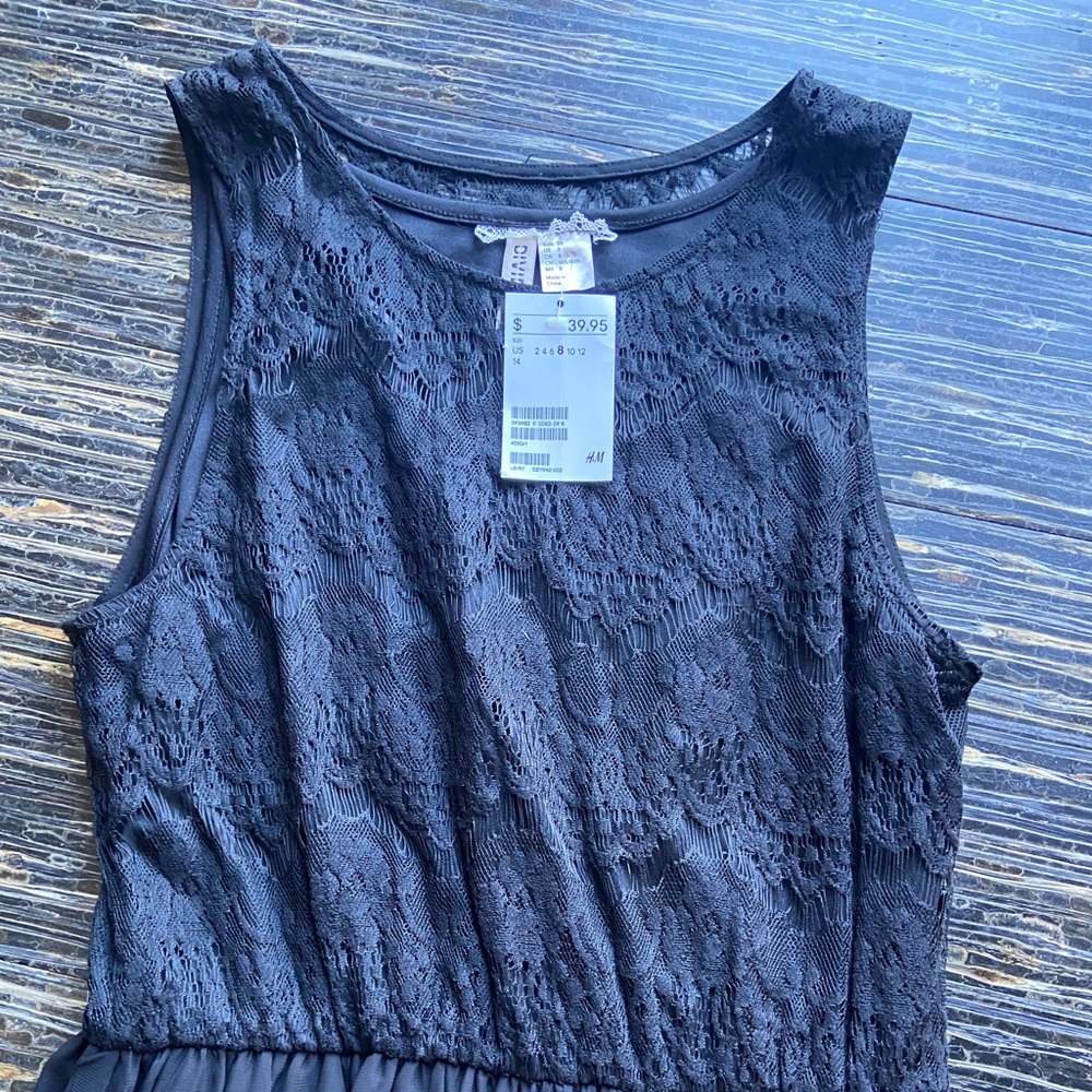 New With Tags H&M Black Lace top Maxi Dress Size 8